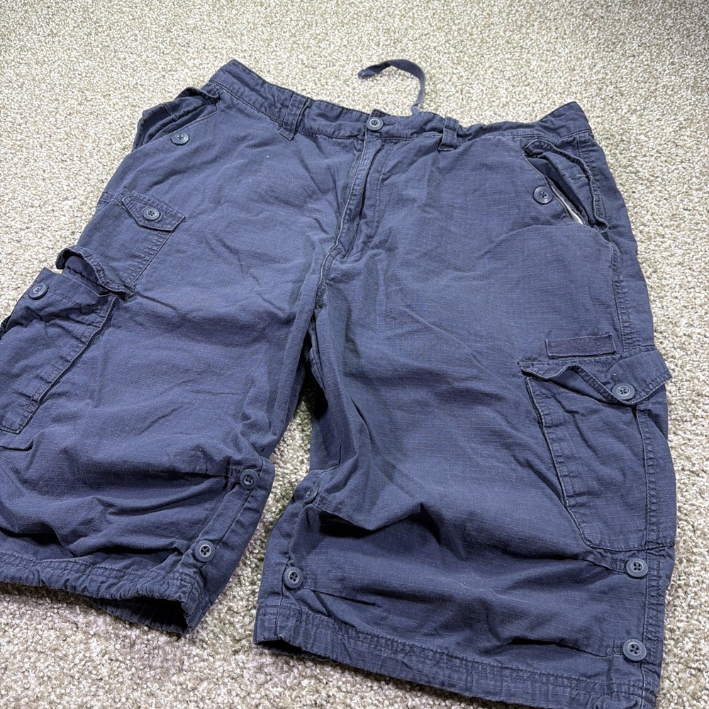 Ecko Unltd Military Cargo Shorts Ripstop Navy Blue Y2k Essentials